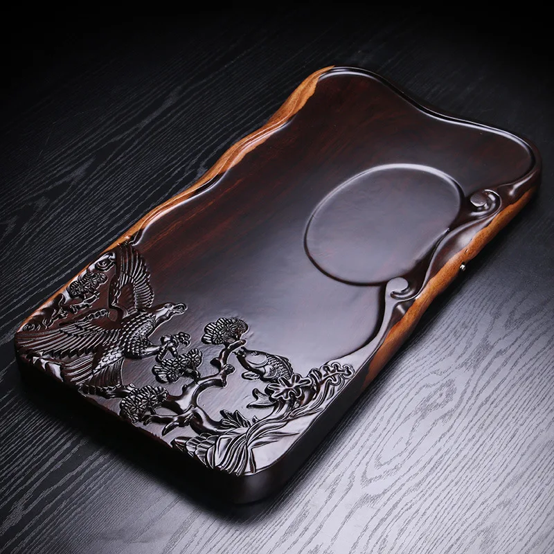 Целая часть деревянного черного дерева Плоский Поднос деревянные чайные наборы