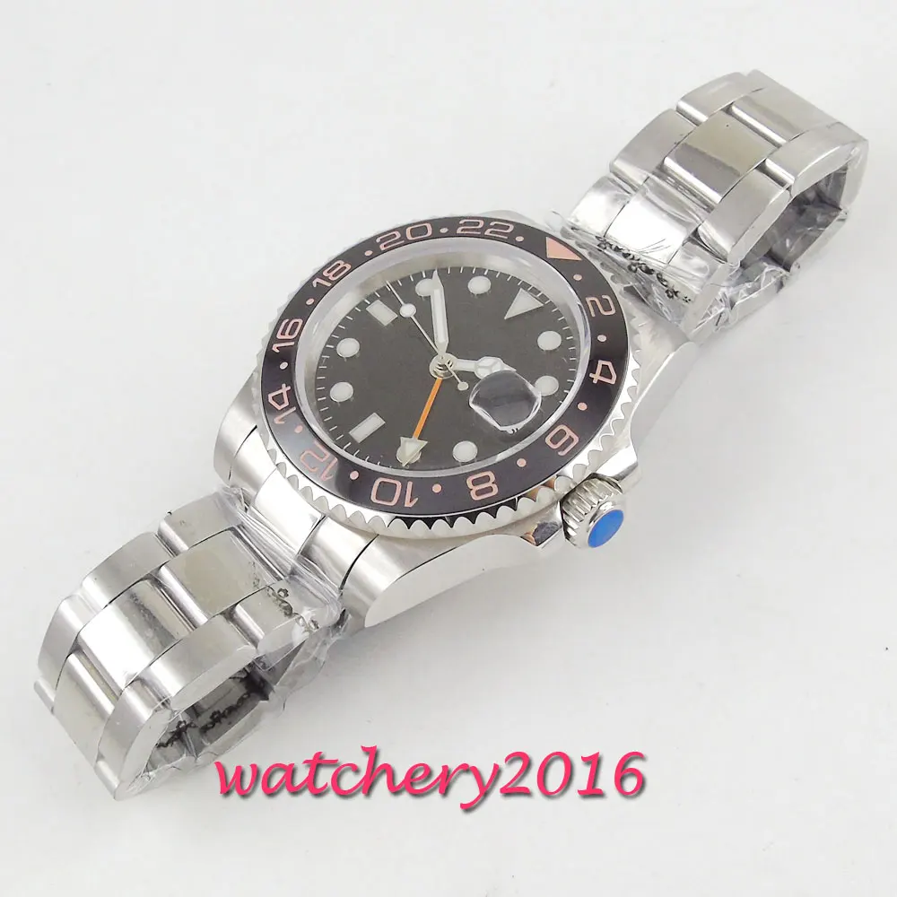 Новое поступление 40 мм черный циферблат вращающийся керамический ободок