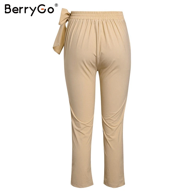 BerryGo повседневное лук хаки для женщин длинные мотобрюки летние Гибкая перевязь