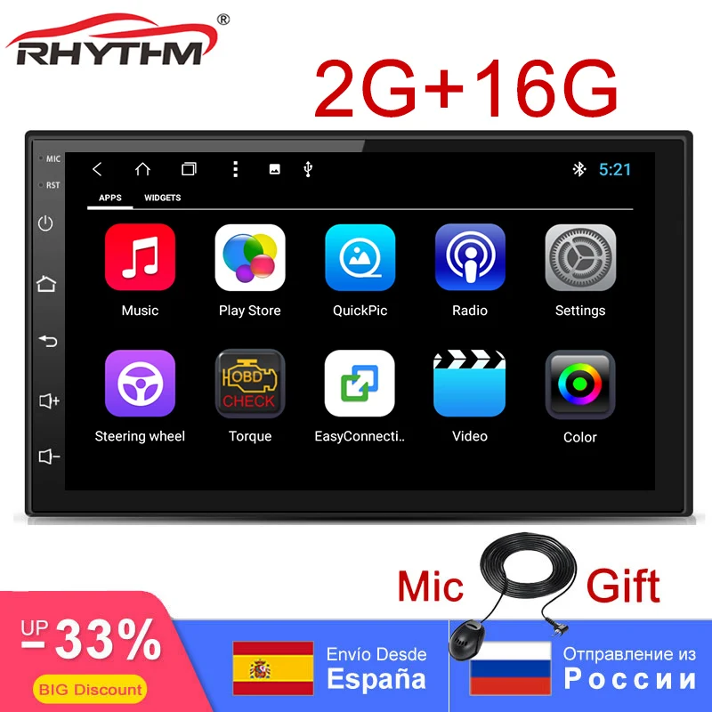 2G + 16G 2din Android 8 0 Восьмиядерный поддержка OBD2/DAB/TPMS/MIC/AM/FM/RDS/DVR/SWC/Mirror link автомобильный