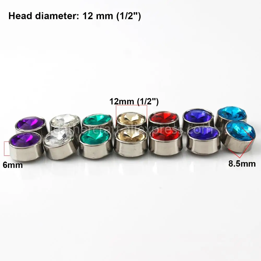 10 шт. металлические прозрачные синтетические заклепки из горного хрусталя