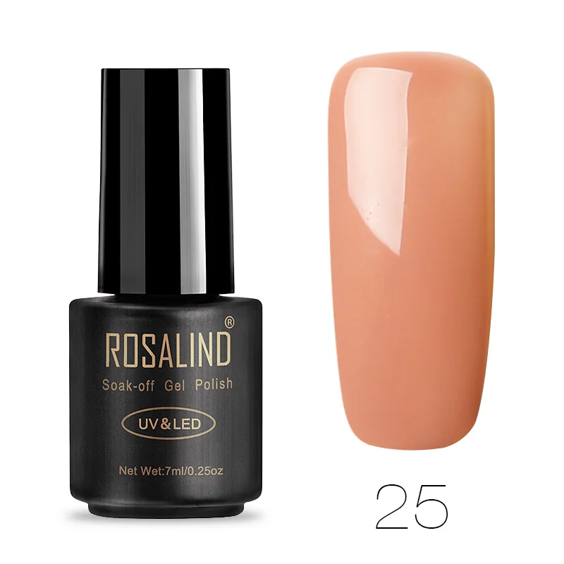 25 ROSALIND Гель-лак для ногтей 7 мл чистый цвет УФ-гель для ногтей полуперманентный Vernis замочить от ногтей маникюр верхнее покрытие Гель-лак - Цвет: 25