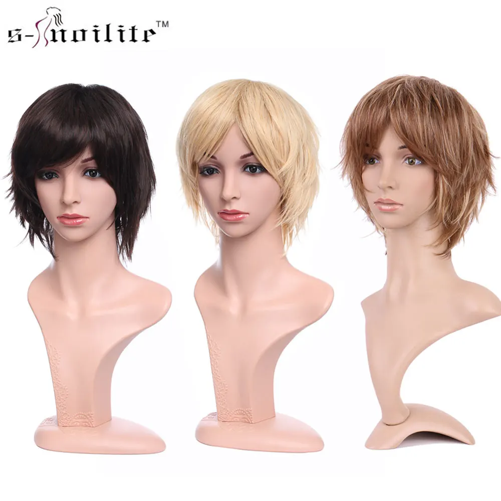 SNOILITE, синтетический короткий парик, стиль Пикси, смешанный цвет, коричневый, прямые волосы, парик для женщин, короткие волосы, косплей, парик, вечерние