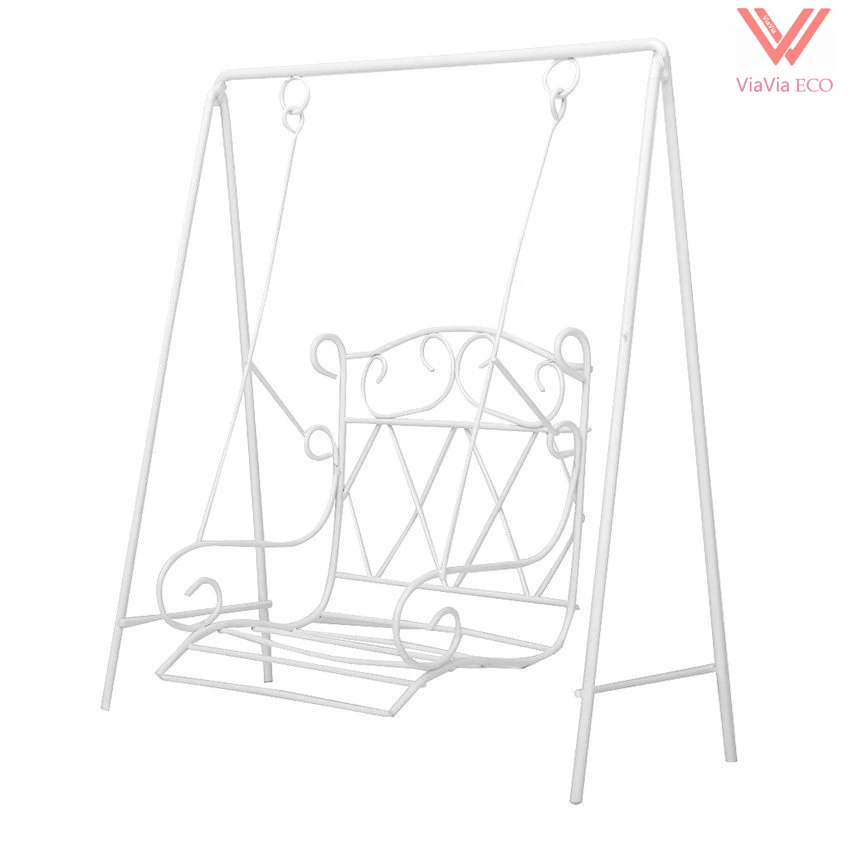 

oMoToys Dollhouse Miniature Garden Furniture Metal Swing Rocking Chair White 1/12