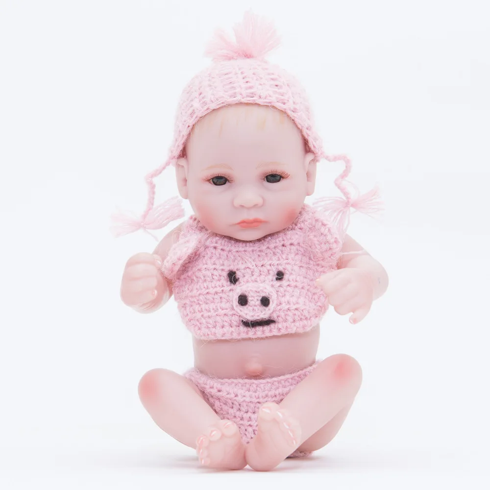 10 дюймов очень маленький милый большой черный глаз Reborn Baby Doll 28 см мягкий винил