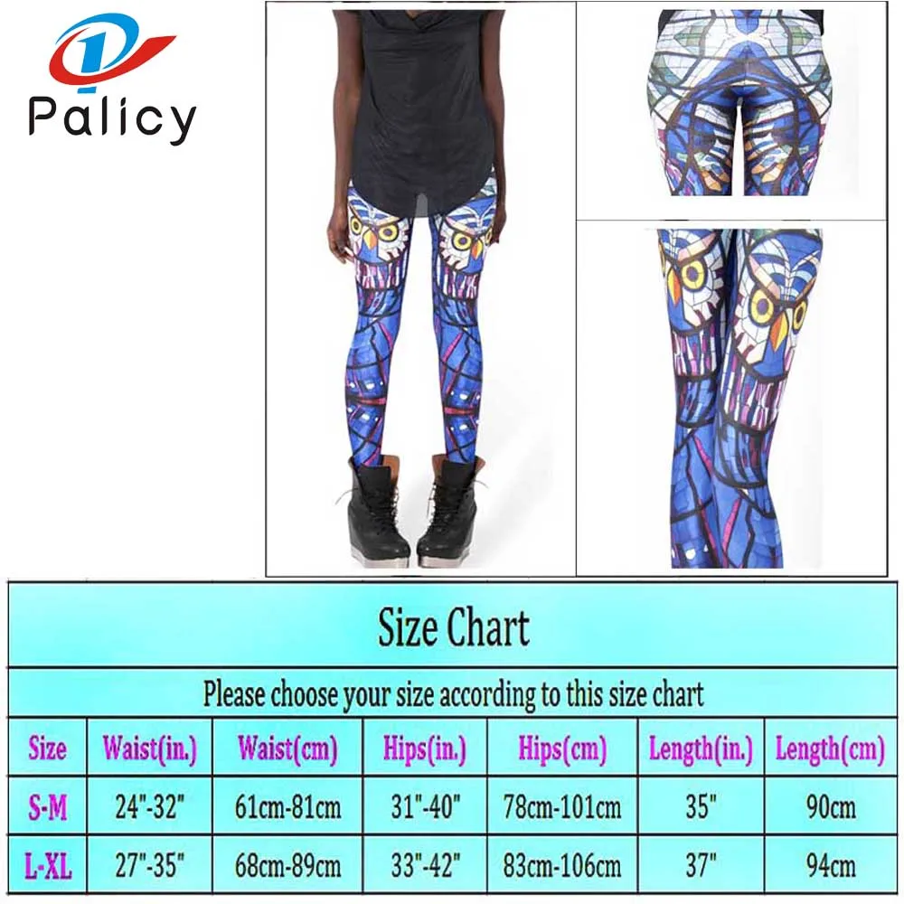 Palicy New Fashion Design Animal 3D Print Leggings Women Owl Patterned Mid High Waist Breathable Workout Trouser Pants Hot
