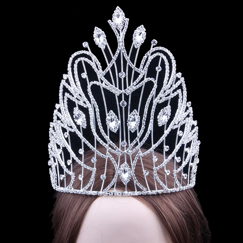 Диадемы и короны высотой 21 см, 8,3 дюйма для конкурсов Miss Universe, корона, стразы, большое растение, трендовая диадема, свадебные аксессуары для волос