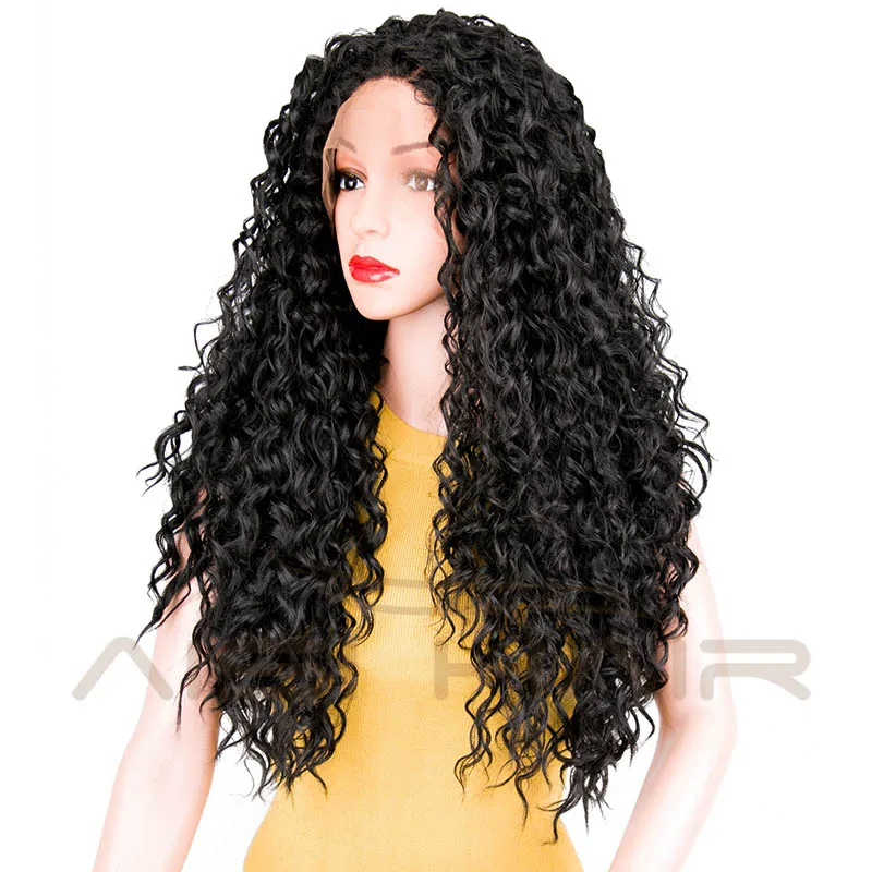 I's a wig AISI HAIR 2" длинные вьющиеся черные синтетические кружевные передние парики с детскими волосами афроамериканские плетеные парики для женщин