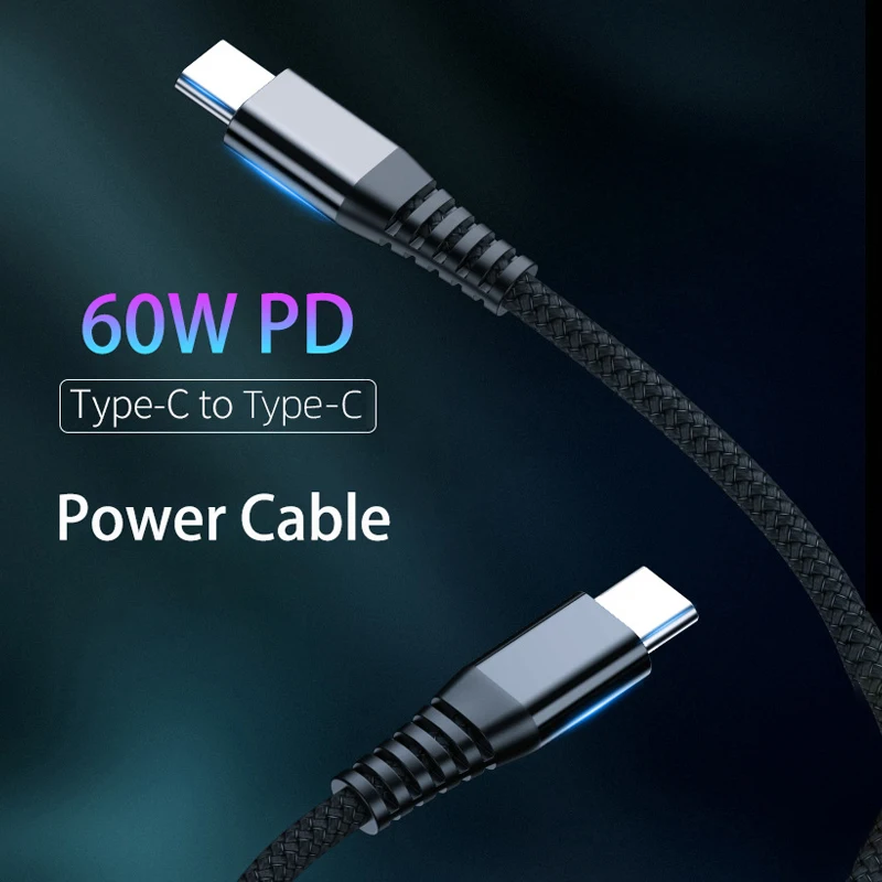 Кабель USB Type C к PD 60 Вт кабель быстрой зарядки 1 2 м плетеная линия передачи данных