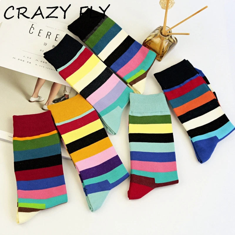 Магазин Crazy Fly 2019 новые цветные мужские носки в полоску/wo счастливые Швеция бизнес