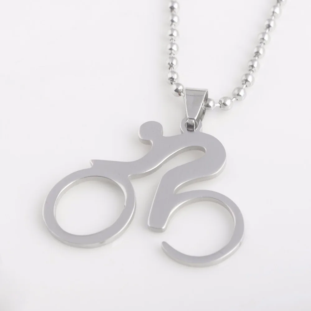 Punk Cool Bicycle Riding Cycling Men Necklace Figure Bike Rider Sport Jewelry Gift Male Stainless Steel Chain | Украшения и