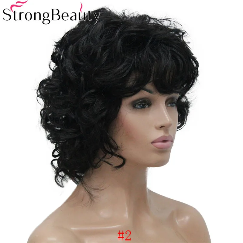 StrongBeauty синтетические Короткие вьющиеся парики термостойкие полные монолитные волосы женский парик