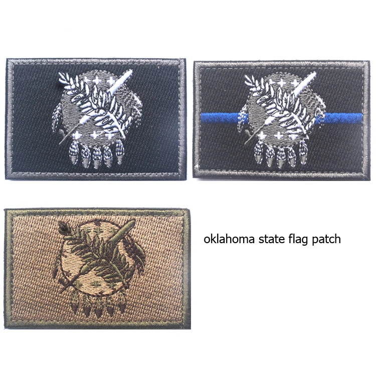 

US Oklahoma State Flag Embroidery Patch USA American Patch Military Patches Tactical Emblem Applique Embroidered Badges