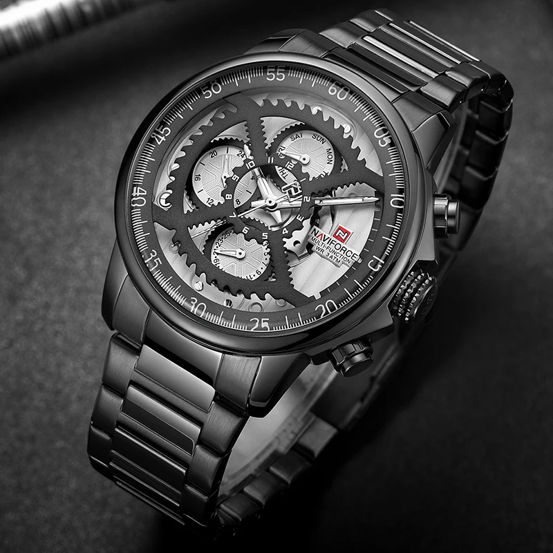 Часы наручные NAVIFORCE Мужские кварцевые спортивные брендовые Роскошные полностью