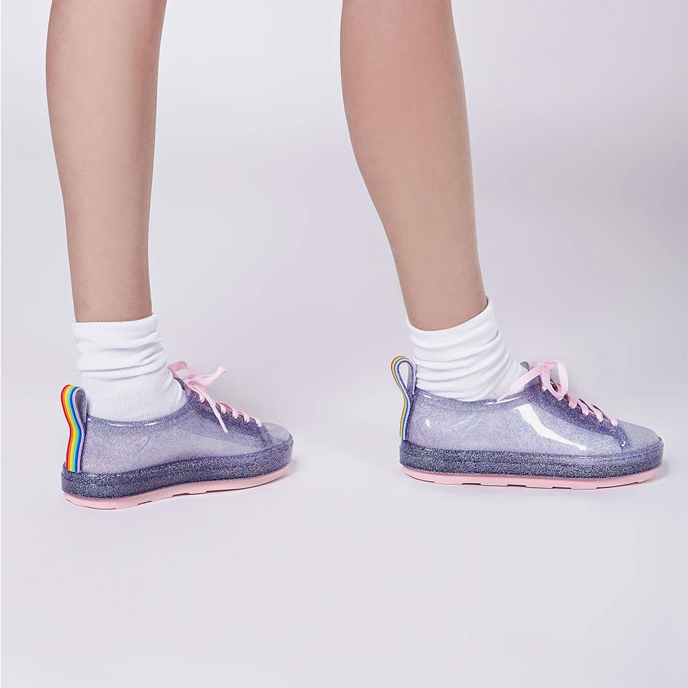 Melissa Be Rainbow/ новые женские сандалии на плоской подошве, брендовая обувь melissa для женщин, прозрачные сандалии, женская прозрачная обувь с шнурками