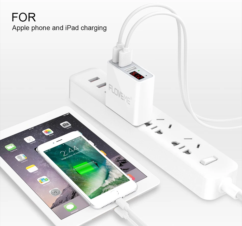 FLOVEME USB зарядное устройство 3 порта цифровое настенное зарядное устройство Портативный адаптер для путешествий зарядное устройство для мобильного телефона s для iPhone samsung Xiaomi OnePlus