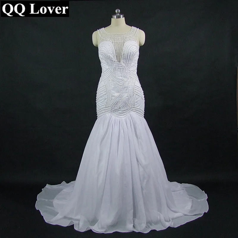 Новое поступление 2019 г. свадебное платье QQ Lover с бисером и юбкой годе выполненное