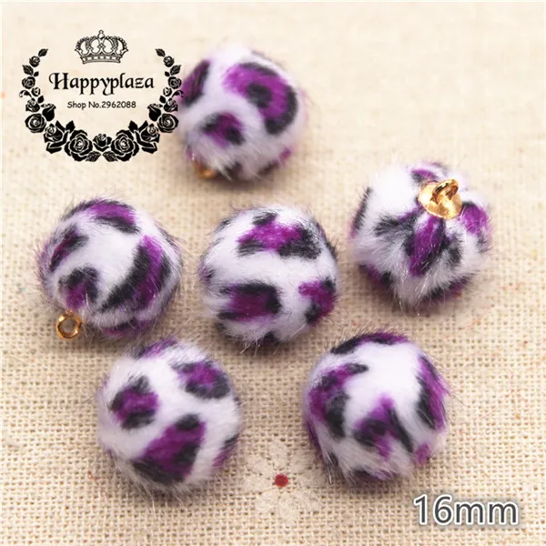 purple 20pcs 20 шт 16 мм Разноцветные леопардовые харии покрытая тканью, круглая подвеска из бисера для дома и сада, кабошон для рукоделия - Цвет: purple 20pcs