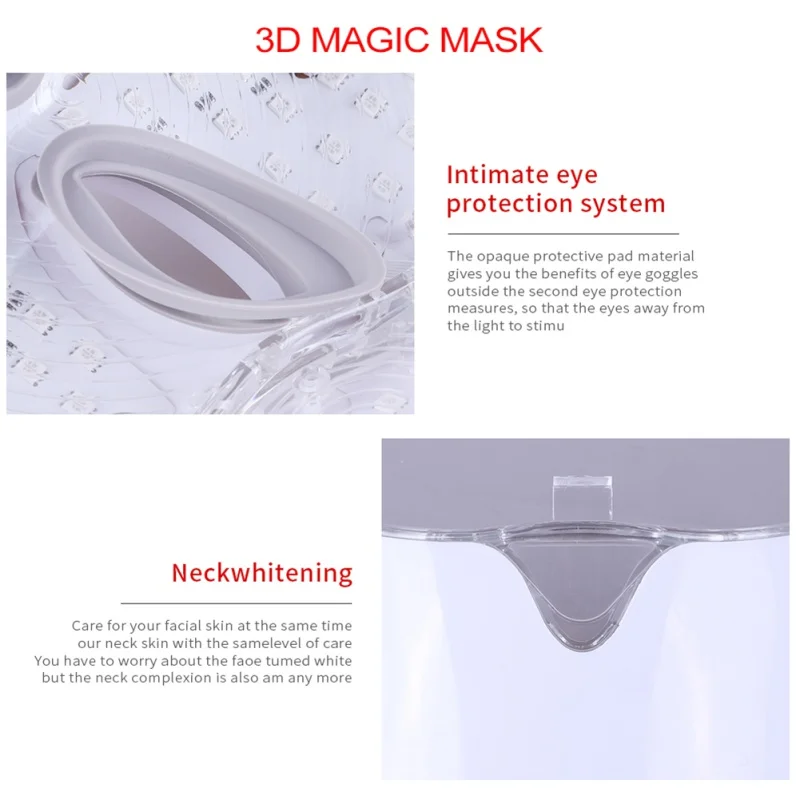 

7 Colors LED Electric Photon Facial Mask with Neck Skin Anti Acne Wrinkle Beauty Treatment Salon Home Use Tools Hot