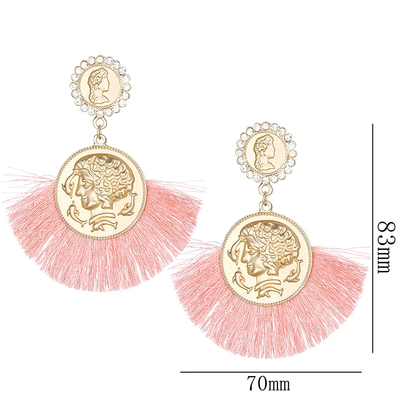 Богемия золото круглый кристалл тесненные серьги-подвески для Для женщин