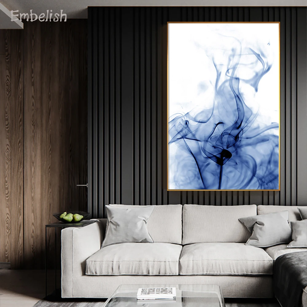 Embelish 1 Pieces Nordic Style Watercolor Blue Smoke HD Print On Canvas Paintings For Living Room Modern Wall Pictures Artworks | Дом и сад