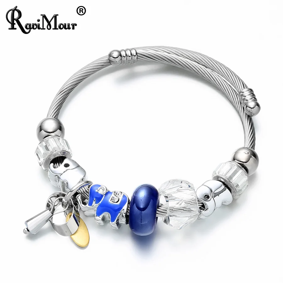 RAVIMOUR DIY браслеты Женские Ювелирные изделия Модный Браслет манжета в виде слона