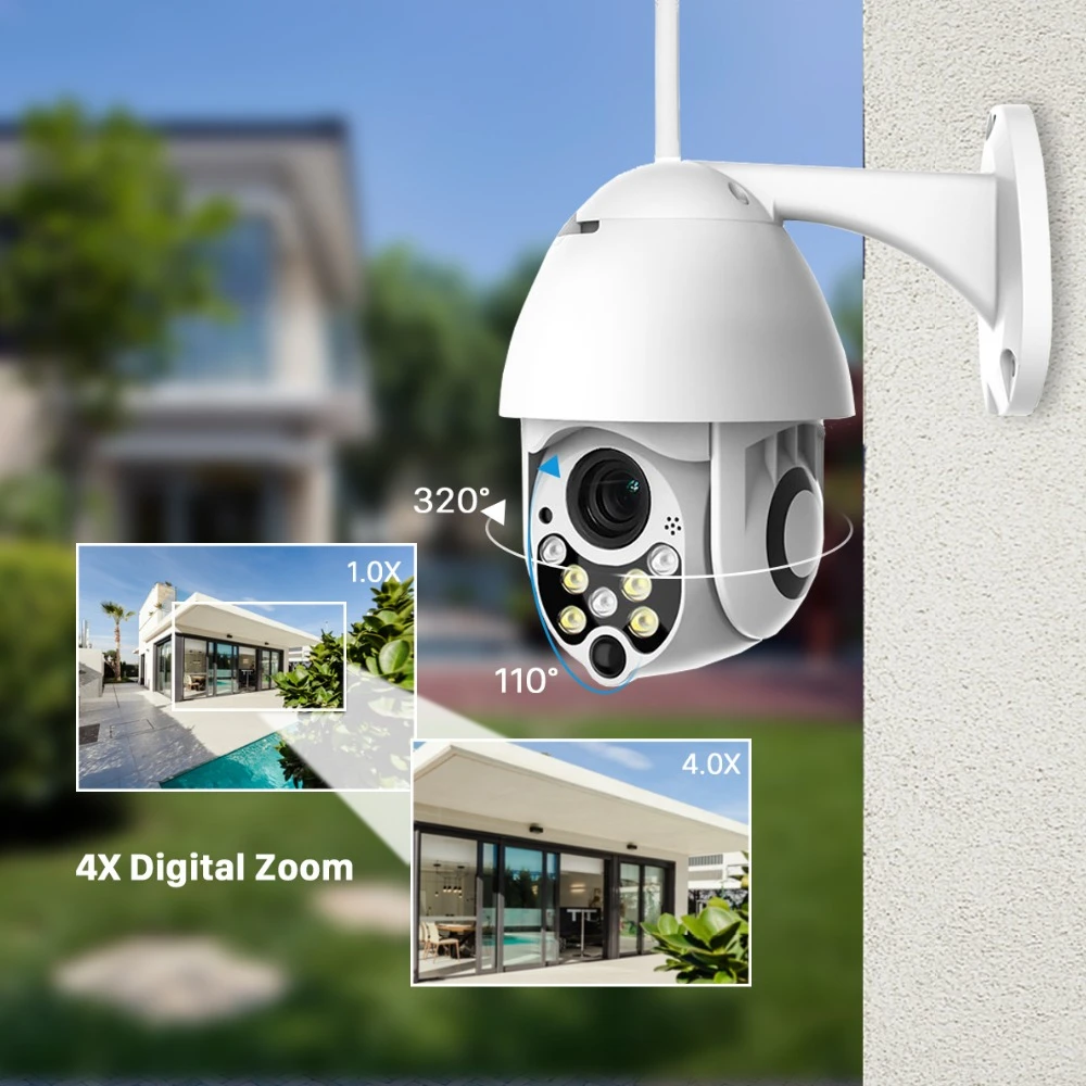 Скоростная купольная камера BESDER с 4 кратным цифровым зумом 1080P Wi Fi PTZ IP66