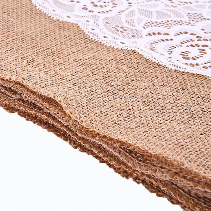 Джутовая Мешковина Hessian белая кружевная лента Настольная дорожка для свадьбы