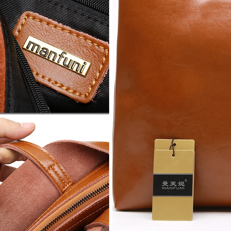 MANFUNI Натуральная кожаные сумочки Большие женские сумки на плечо винтажная
