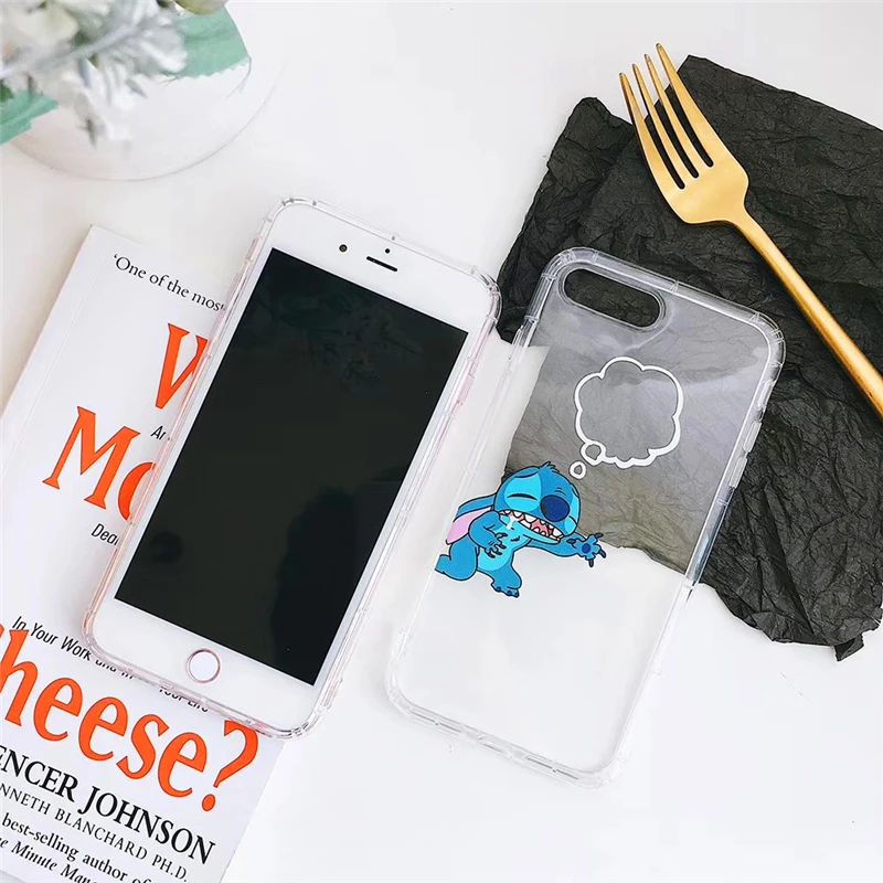 Новый чехол крышка с рисунками для iphone 6 S 7 8 plus X 10 XR XS MAX Stitch прозрачные милые