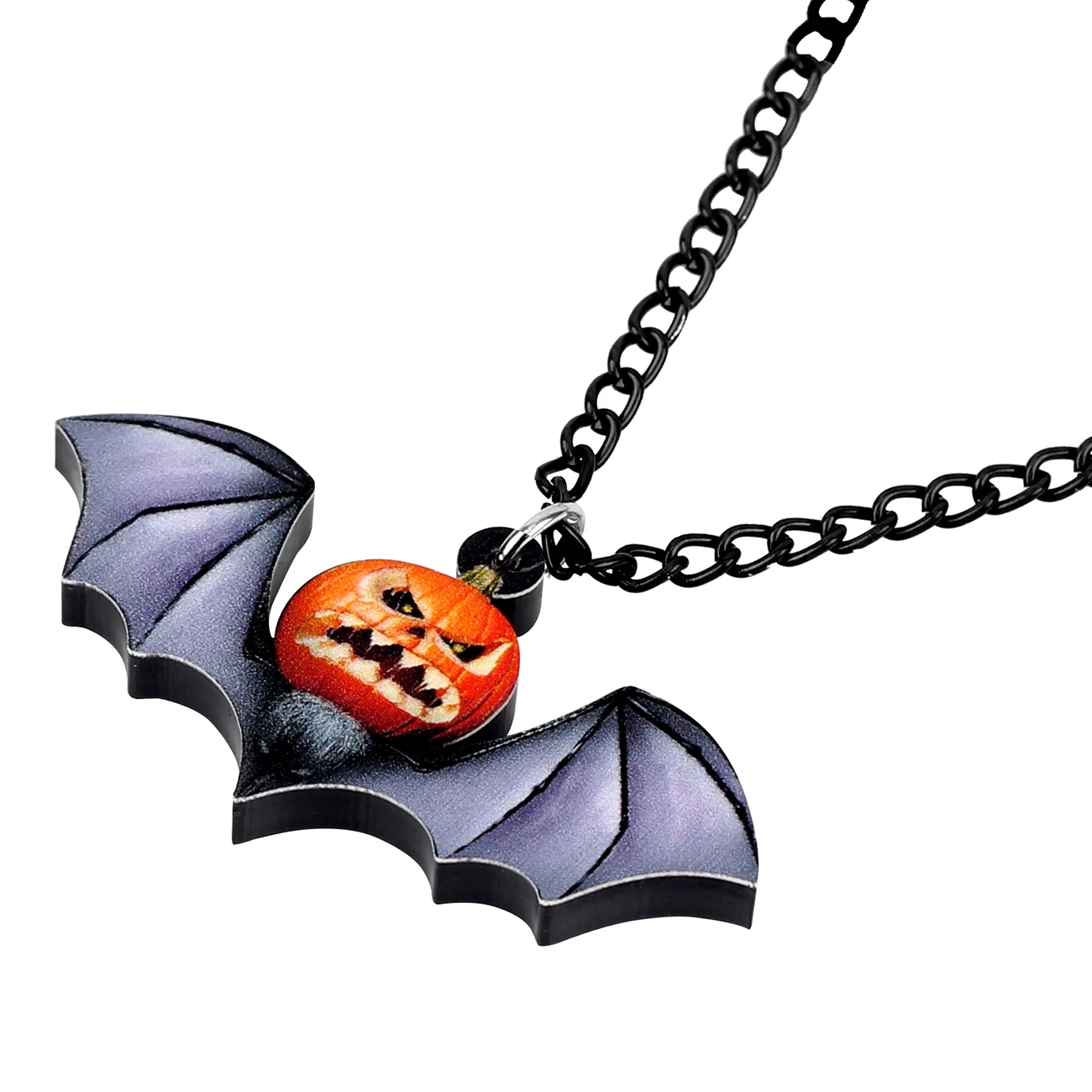 Bonsny Statement Acrylic Halloween Pumpkin Bat Necklace Pendant Long Chain Punk Animal Jewelry For Women Girls Gift Charm Bijoux | Украшения