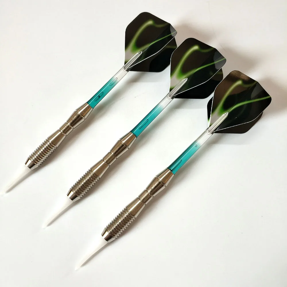 3 шт. 18 г Безопасный дартс набор мягкий пластик Совет посеребреные термоклейкие баррель Кристалл вал ПЭТ Летающая обучение Dart Упаковка: полипропиленовый пакет - Цвет: Зеленый