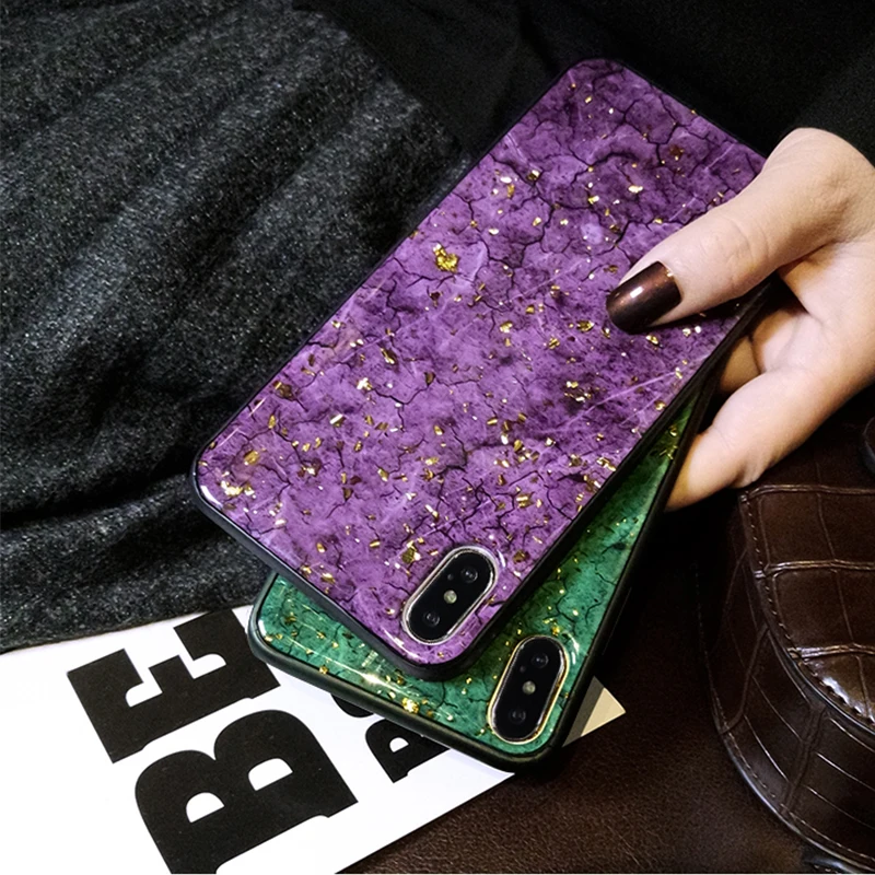 Для iphone XS X 10 XR Max ретро золотой фольги мрамор мягкий силиконовый блестящий чехол