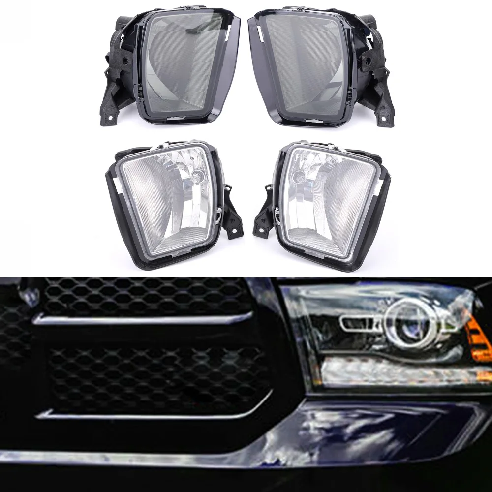 

Topteng Fog Light Replacement Bumper Lamp W/Bulbs For Ram 1500 Pickup 2013 2014 2015 2016 2017 2018 Black/Clear Car Parts