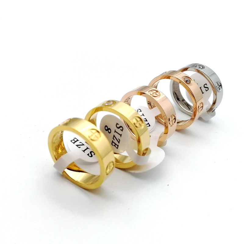 Модное классическое обручальное кольцо знаменитого бренда из титановой стали с