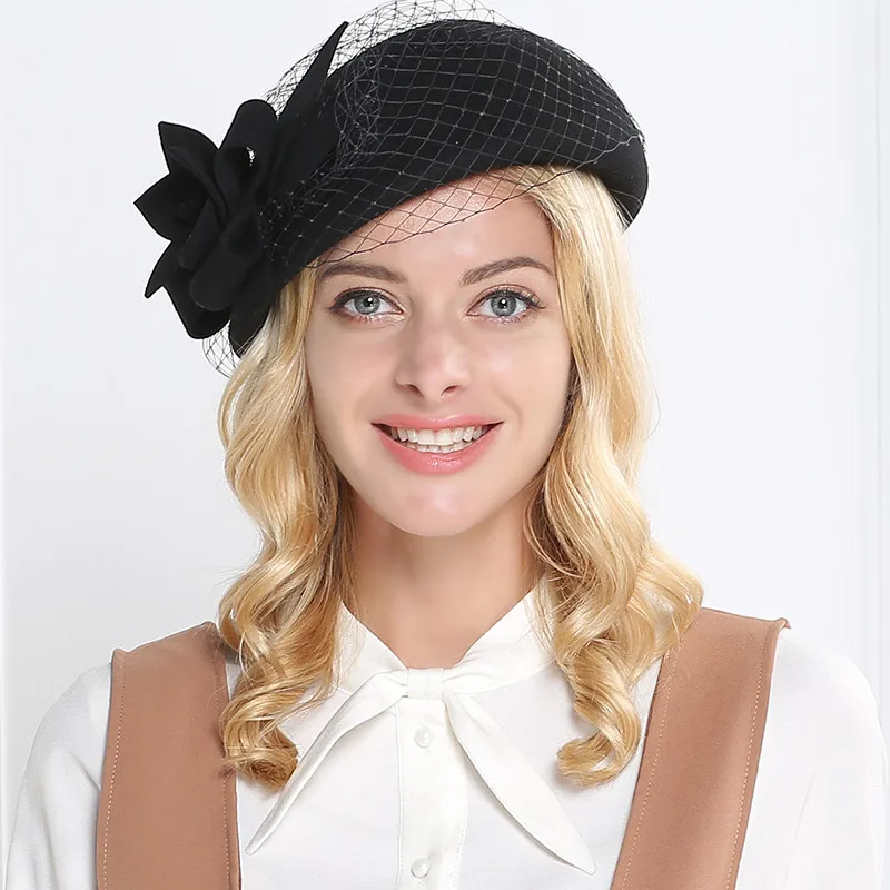 Осенне-зимняя новая женская шерстяная шляпа Fedoras британский Элегантный Модный