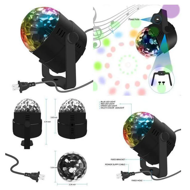 7 цветов DJ диско шар Lumiere 3 Вт звуковой активированный лазерный проектор RGB