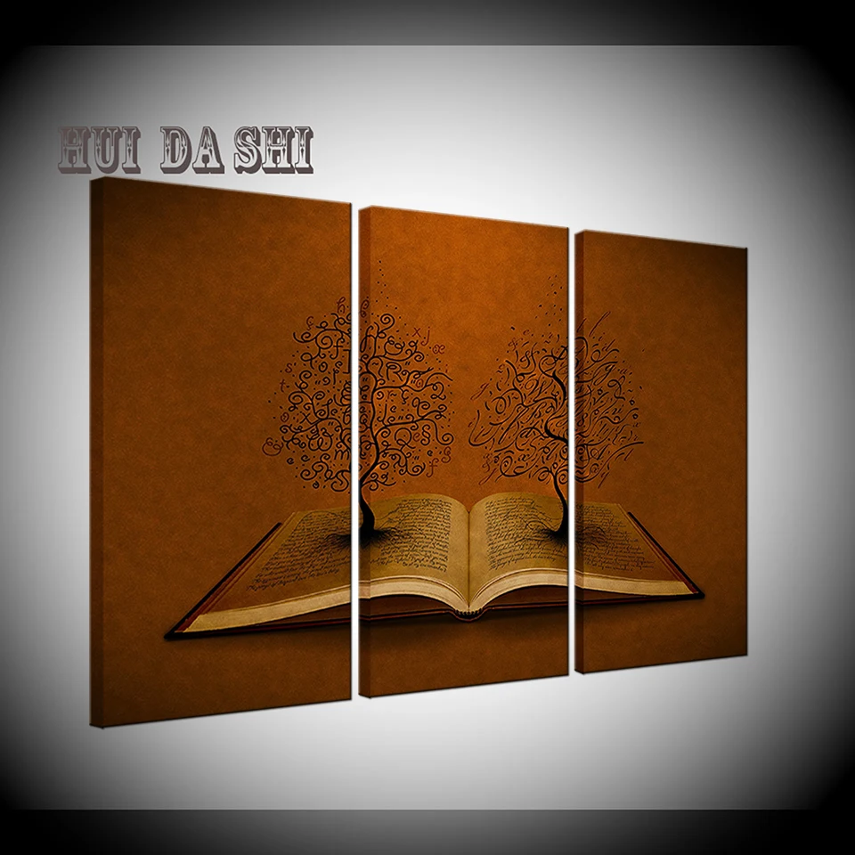 

Modern Home Wall Art Decoration Framework Pictures 3 Pieces Book Abstract Tree HD Printed Painting On Canvas Modular Posters