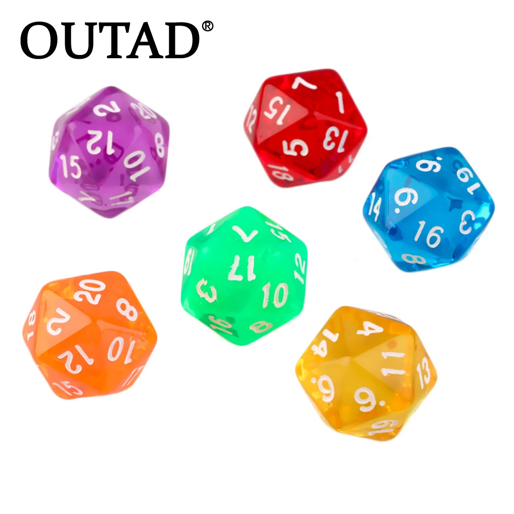 OUTAD 6 шт./компл. игры Multi по бокам кости D20 игральные кубики для игры в мяч смешанные Цвет