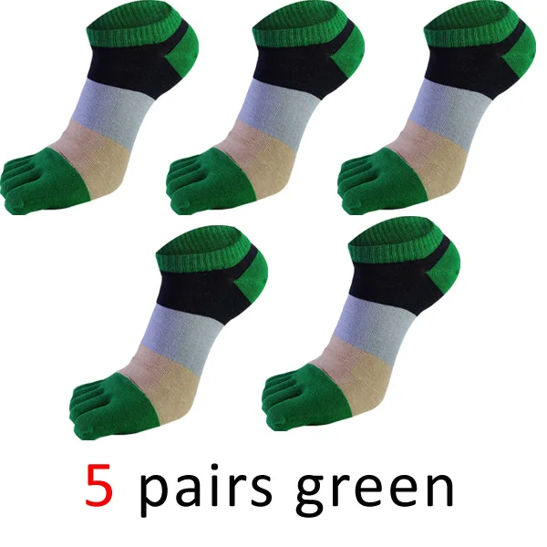 Зеленый VERIDICAL, 5 пар/лот, хлопковые носки с пальцами, мужские полосатые летние дышащие носки с пятью пальцами, модные крутые мужские носки - Цвет: Зеленый
