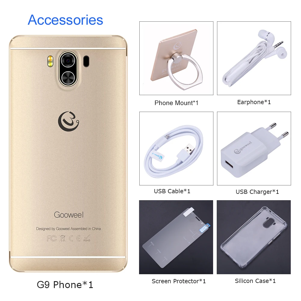 Оригинальный Gooweel g9 мобильный телефон 4 г LTE mtk6737 Quad Core Android 7.0 5.5 дюймов QHD смартфон 1