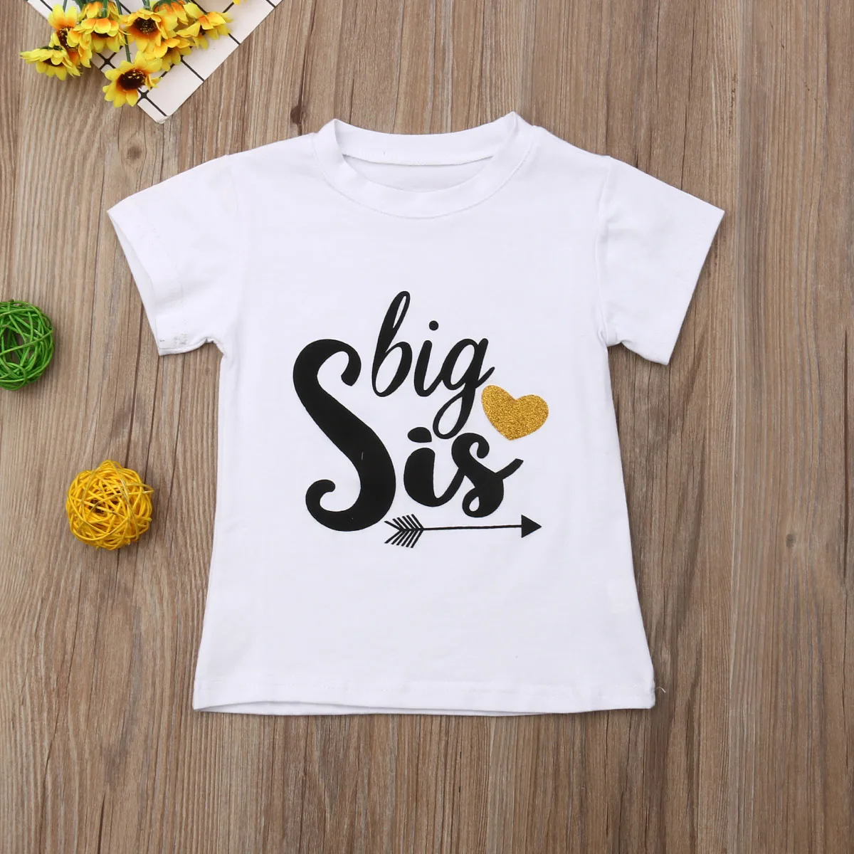 Футболки с надписью Big/Little Sister Одежда для маленьких девочек Комбинезон короткими