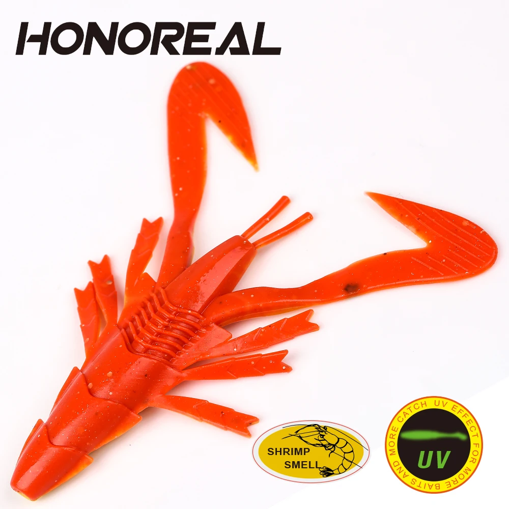 HONOREAL 3 шт. 6 5 см блестящие УФ креветки сильный запах мягкие раки рыболовные