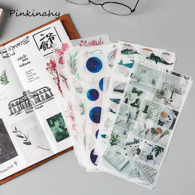 3 листа Винтажные Цветы Растения вкусная еда бумажная наклейка украшение дневник