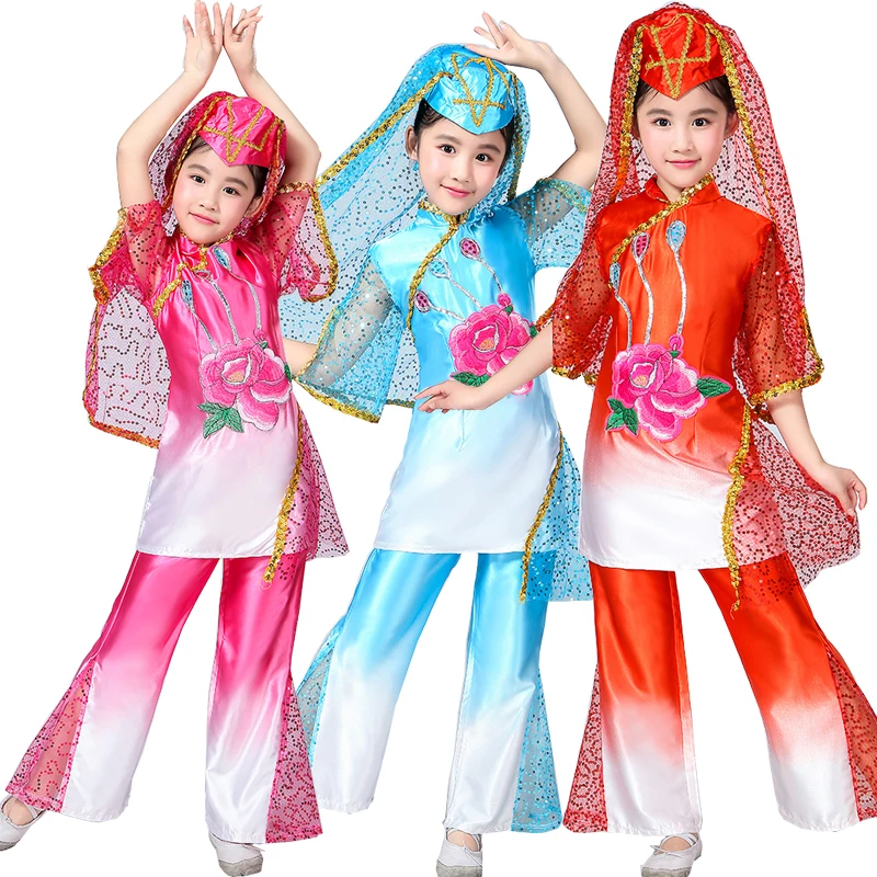 С головным убором Детские монгольские сценические китайские народные