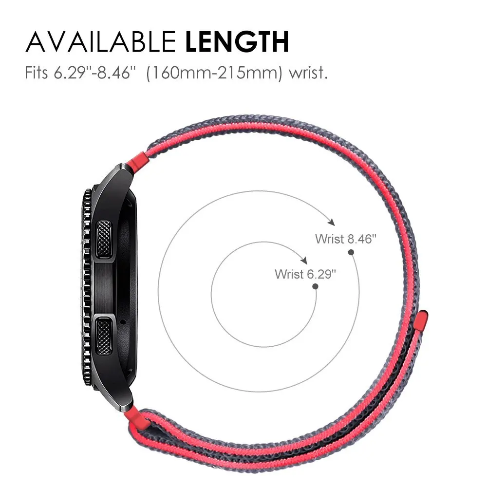 22 мм спортивный ремешок-петля для samsung gear S3 Classic Frontier 20 мм gear S2 Sport Huami huawei нейлоновый ремешок с регулируемой застежкой