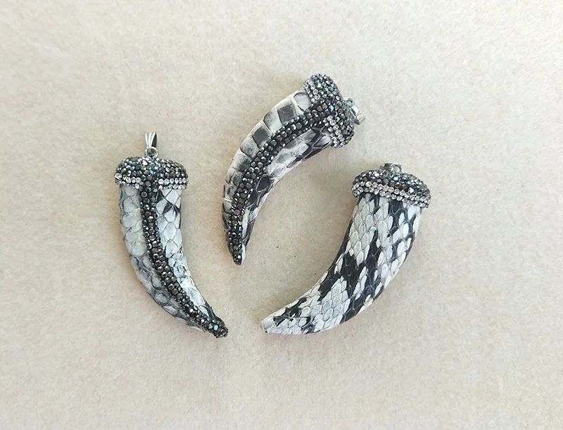 5 шт. змеиный рожок в виде бивня подвески со стразами колпачки с кристаллами