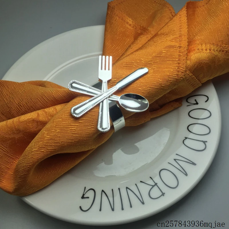 30pcs Knife &amp Forks Napkin Rings Holder Silver Gold Dinnerware for Wedding Party Decoration | Дом и сад