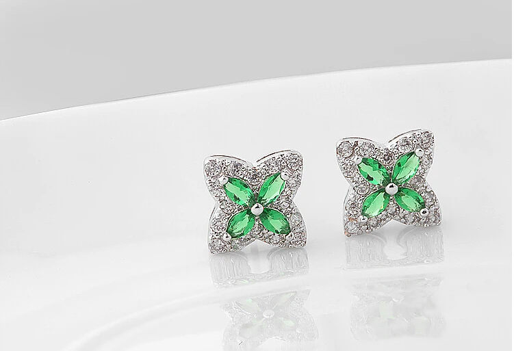 Fashion Hot Women'S Flower Shape Zircon Inlay Jewelry Platinum Plated Stud Brand Earrings New Free Shipping | Украшения и