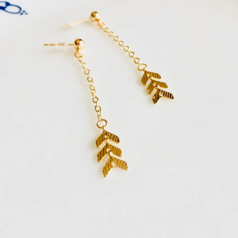 

Модные ювелирные изделия золотого цвета, серьги-гвоздики, серьги ручной работы, рыбья кость, цепочка для женщин, подарок